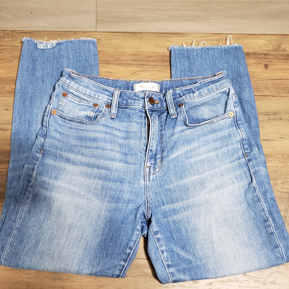 Madewell Denim Blue Straight Leg High Rise Slim Crop Boyjean